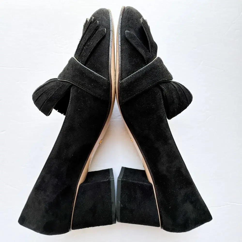 Gucci GG Marmont Fringe Block Heel Pumps Black Suede 39 - Picture 8 of 13